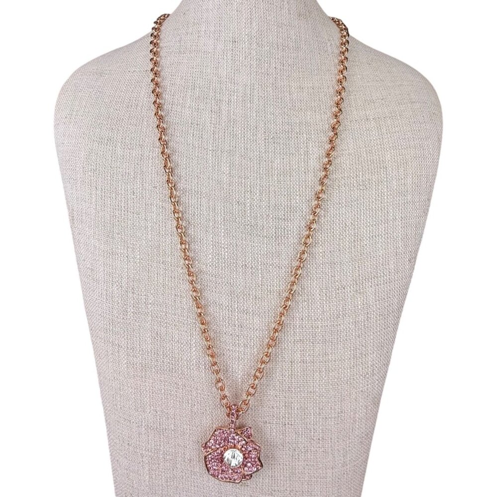 Isaac Mizrahi Live Womens Rose Gold-Tone Chain Necklace With Interchangeable Pen